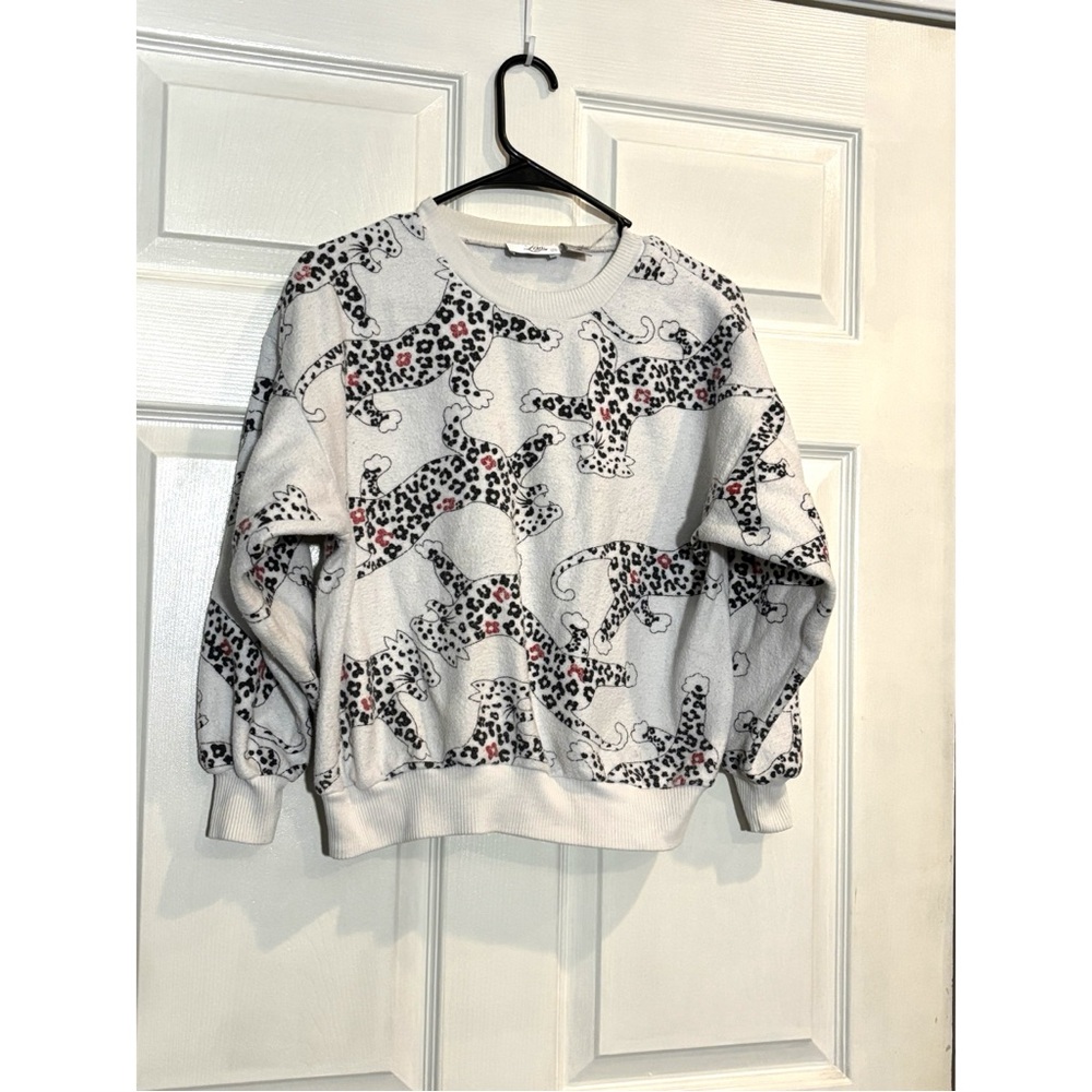 Women’s Leopard Sweatshirt white black red sexy cheetah top winter party travel